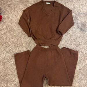 Chocolate Brown Knit Lounge Set – SundayUp – Size S